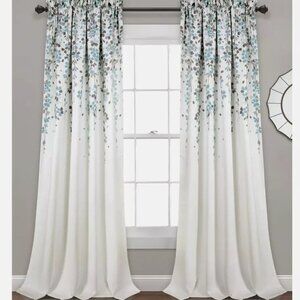 Lush Decor Half Moon Weeping Flower Insulated Window Two Curtain Panels 52"x84"
